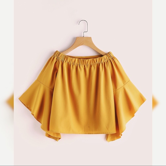 Tops - yellow flute sleeve top